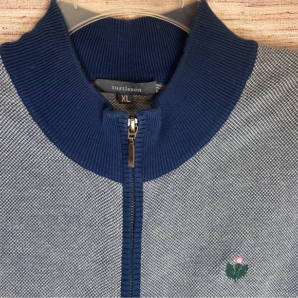 Men's Turtleson Knit Vest Size XL Full Zip Front Blue Mock Neck Pima Cotton EUC - Picture 2 of 8